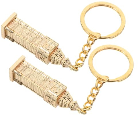 Generisch Uhrturm Britischer Stil aus Zinklegierung Großer Schlüsselanhänger Handgefertigt 2 Stück mit Einzigartigem Design als Anhänger für Handtaschen und Reise