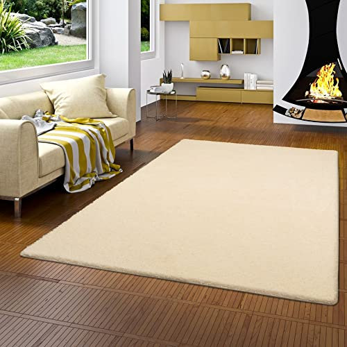 Palace Hochflor Shaggy Teppich Wohnzimmer Schlafzimmer Super Flauschig rutschfest Creme
