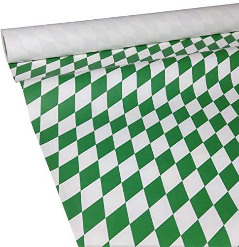 JUNOPAX Papiertischdecke 50m x 1,00m Raute grün-weiß