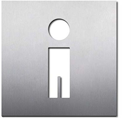 WC-Türschild Herren Toilette, Edelstahl matt, 16 x 16 cm, selbstklebend, ohne Bohren einfach anzubringen, Toilettenschild-Aufkleber Männer Piktogrammschild gut sichtbar eindeutig - PHOS Design