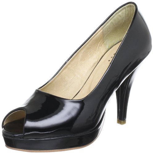 Andrea Conti Women's Peeptoe Ballet Flats Peep Toe, Black Black 002, 8