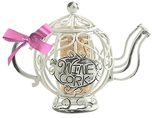 Epic 02–178 Vintage Design Teekanne Ornament mit Ribbon & Wein Korken Innen