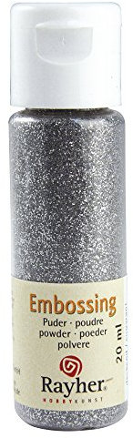 RAYHER 28000610, Embossing-Puder, 20 ml Flasche, brill., deckend, silber