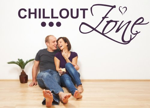 Wandtattoo für Ihr Wohnzimmer, Badezimmer 68048-58x20 cm~ Schriftzug: Spruch Chillout Zone ~ Wandaufkleber Aufkleber für die Wand, Fliesen, Tapetensticker aus Markenfolie, 32 Farben wählbar