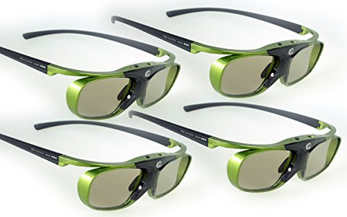 4X Hi-Shock DLP Pro Lime Heaven | DLP Link 3D Aktive Brille für 3D DLP Beamer von Acer, BenQ, Optoma, Viewsonic | komp. mit PPA5610 / E4W [96-200 Hz | Akku | 32g | wiederaufladbar]
