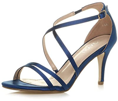 AJVANI mid high heel strappy crossover wedding sandals shoes size 5 38