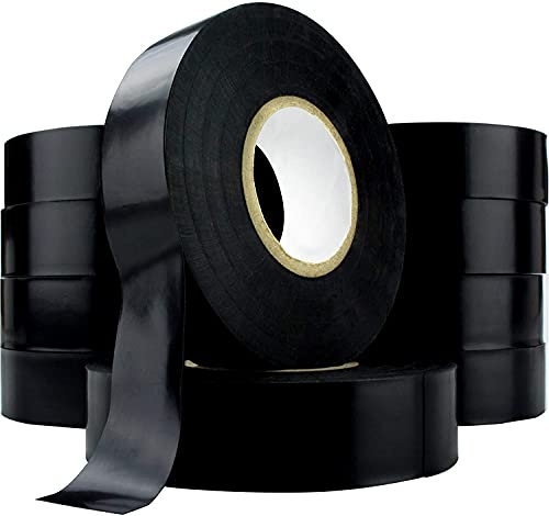 Nova Supply Elektrisches Klebeband in professioneller Qualität, Schwarz, 3 Stück, 5 Stück und 10 Stück 1,9 cm x 18 m. Aus feuerfestem Vinyl, UV-beständig und wetterfest. UL- und CSA-Zertifikat für industrielle Anwendungen, bietet Isolierung bis zu 600 V. 3/4 in .75 quarter inch black electrical tape