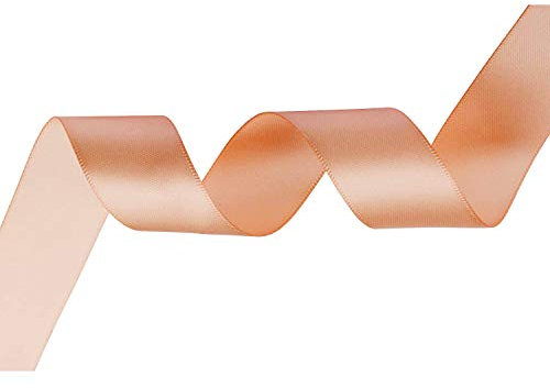 WedDecor 10mm x 25m Peach Doppelseitiges Satinband Roll - Rolle von Polyester-Gewebe für Nähen, Kunsthandwerk, Bögen, Kleider, Geschenkverpackung - Dekoration für Hochzeit, Geburtstag, Kleidung