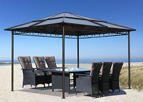 QUICK STAR Metall Garten Hardtop Pavillon 3x3m | Wasserdicht Winterfest Stabil | aus Doppelstegplatten Polycarbonat