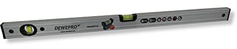 DEWEPRO® Magnet Wasserwaage 200cm aus Aluminium - 2 Libellen - innenliegende, starke Magnete - Magnetwasserwaage 2m präzise, robust, Silber eloxiert