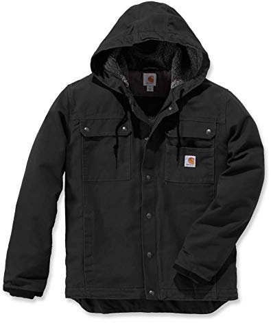Carhartt, Herren, Lockere Arbeitsjacke aus ausgewaschenem Segelleinen mit Sherpa-Futter, Schwarz, M