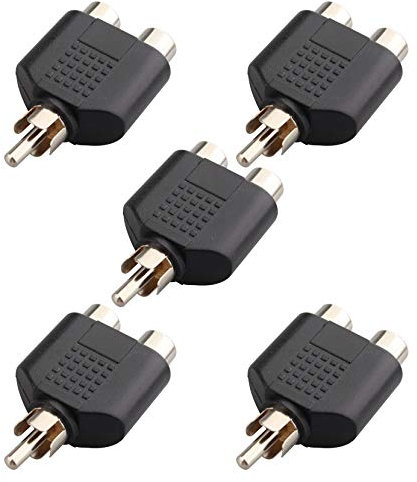 Jopto 5PCS RCA 1 Male to 2 Female Adapter RCA Plug Socket Phono Connector Professional AV Video Y Splitter Cable Adapter RCA Converter for Microphone Mixers Audio and Peripheral Equipment Cable