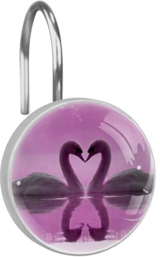 Eslifey - Ganci per Tenda da Doccia Estiva con Onde d'Acqua, 12 Pezzi, Acciaio Inossidabile, Style02, 3.7x3.7cm