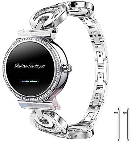 LvBu Quick Release Smartwatch Band for Michael Kors Access Sofie, Crystal Rhinestone Diamond Jewelled Stainless Replacement Band for MK Access Smartwatch Sofie (Silver)