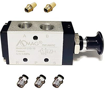 AOMAG Válvula Neumática 3/8 PT 5 Vías 2 Posiciones Operada Por Palanca Control Manual Push-Pull 4R310-10