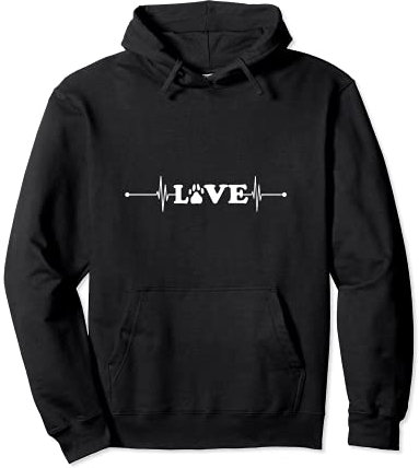 EKG Herzschlag Hund Pfote Liebe Hunde Pullover Hoodie