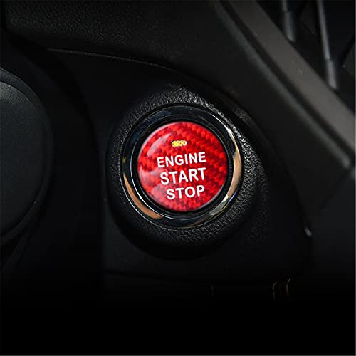 M.JVisun Kohlefaser EIN Knopf Start Taste Deckel Trimmen für Subaru, Zündung Schalter Aufkleber für Subaru Forester Legacy Outback WRX XV - Rot