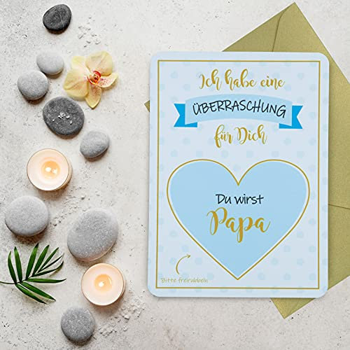 mamir home Du wirst Papa - Rubbelkarte Schwangerschaft verkünden - Rubbellos Glückslos personalisierte Geschenkidee