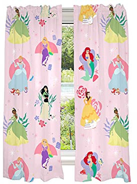Franco Set di tende per finestre per camera dei bambini, 208,3 x 160 cm, Principesse Disney
