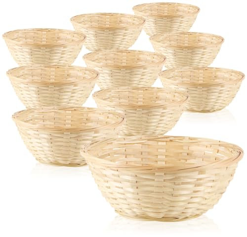 com-four® 10x Bastkorb in natürlicher Farbe zur Dekoration - Osterdeko - Osternest - Körbchen für Ostereier, Brötchen, Snacks und Schlüssel (10 Stück - hellbraun)