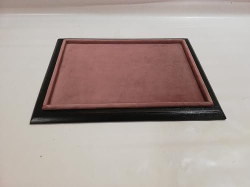 Plateau plateau en bois et velours pour bijoux, montres, pièces de monnaie, médailles rose antique