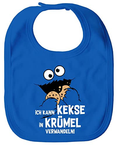MoonWorks® Baby Lätzchen mit Spruch lustig Ich kann Kekse in Krümel verwandeln Krümelmonster für Jungen und Mädchen blau unisize