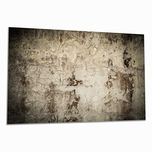 Wallario Herdabdeckplatte/Spritzschutz aus Glas, 1-teilig, 80x52cm mit 8 mm hohen Füßen, für Ceran- und Induktionsherde, Alte schmutzige Wand aus Beton mit abblätternder Farbe