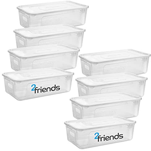 Aufbewahrungsbox mit Deckel, 8er Set Aufbewahrungsboxen, 11 Liter Boxen Aufbewahrung, Aufbewahrungskorb Plastikbox mit Deckel, Kisten Aufbewahrung mit Deckel und Strukturdesign, Model:Emil, Made in EU