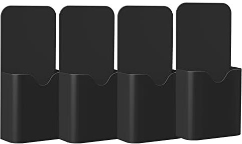 MoKo Magnetisch Markerhalterung, 4 Stück Stift/Bleistift/Magnete/Marker Ablage Whiteboard Stifthalter Schulbedarf für Schulleben Zuhause, Kühlschrank, Schließfach, Magnetische Oberflächen - Schwarz