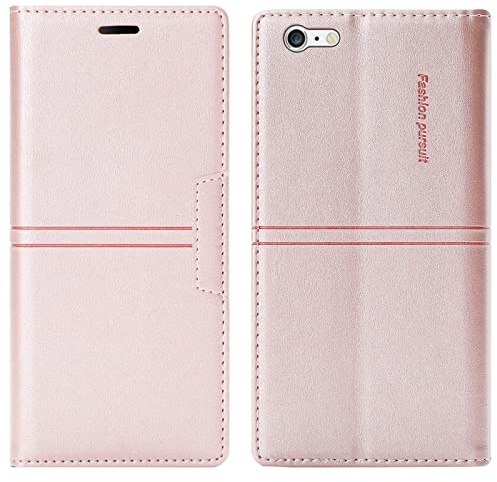 OKZone Compatible With iPhone 6S Plus/6 Plus Case, PU Leather Book Wallet Case with Card Holder ShockProof Magnetic Cover Kickstand Folio Flip Case for iPhone 6S Plus/iPhone 6 Plus (5.5 Inch) (Pink)