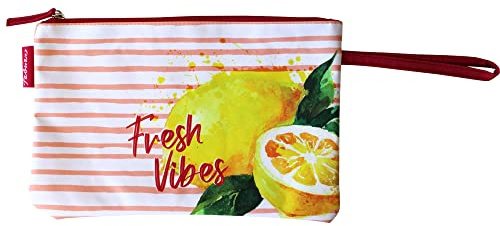 Haus und Deko Bikini Wetbag Fresh Vibes Rot, wasserdichte Badetasche, Bikini Bag im Sommer Design, Nasstasche für Unterwegs, Schwimmbeutel für Urlaub, Strand, Schwimmbad