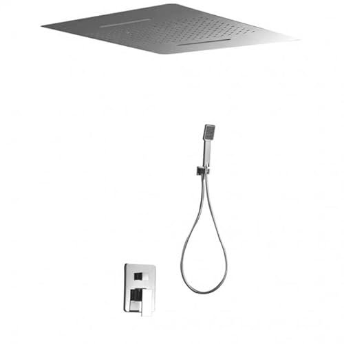 MICE - Kit Conjunto de ducha empotrado a Techo con un rociador extraplano efecto lluvia de acabado cromado, Griferia duchas baño GTS019/P MONOMANDO