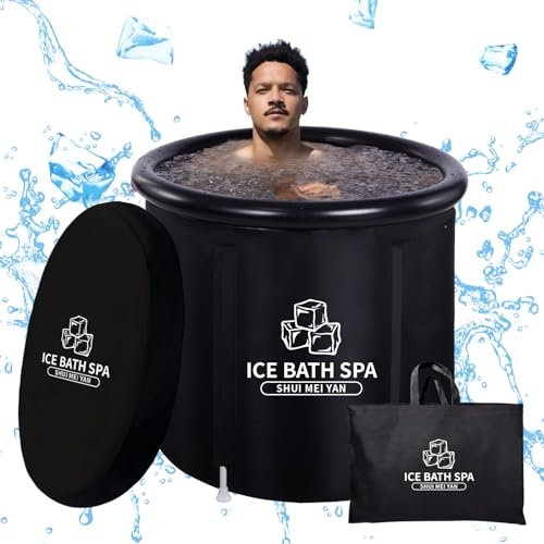 Bañera grande de hielo al aire libre con tapa, bañera portátil para adultos, bañera de terapia de agua fría para recuperación, bañera de inmersión fría, barril de hielo, bañera de hielo para atletas
