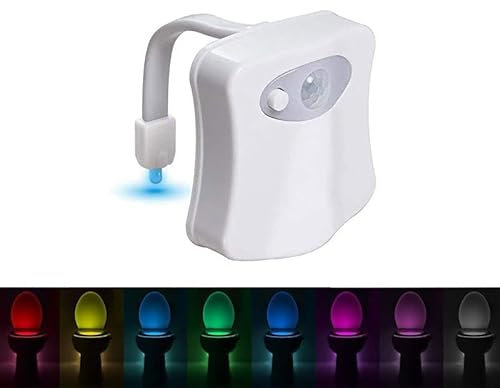 zalati Luz nocturna para inodoro, lámpara LED activada con sensor de movimiento de 8 colores para baño y baño