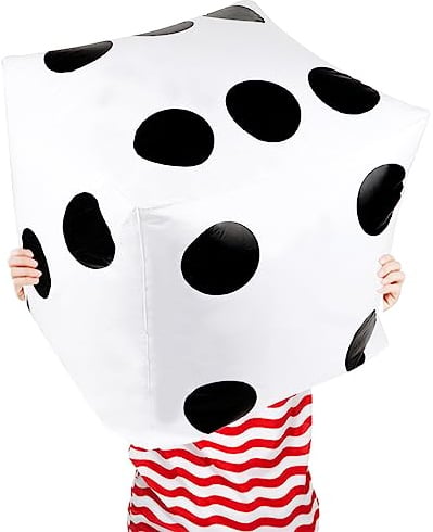 CCINEE Dadi gonfiabili giganti bianchi e neri, 50,8 cm, per interni ed esterni, per giochi ampi ludo e feste in piscina, 1 pezzo