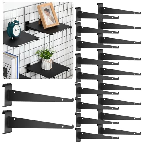 Blulu 20 Stück 30,5 cm Gitterwand-Messer-Regalhalterung mit Lippe, Metalldraht, Gitterwandhalterungen, Haken, Gitter, Wandpaneele, Aufhänger, robustes Regal, Gitter, Wandzubehör für Zuhause, Geschäft,