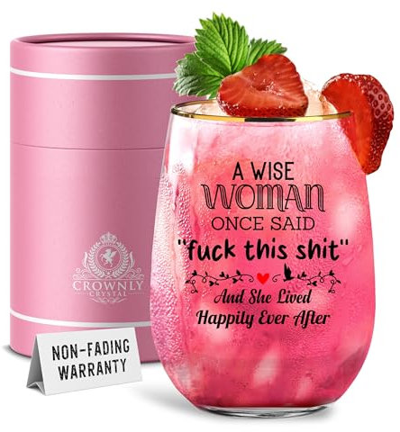 CROWNLY CRYSTAL® Funny Gifts for Friends & Colleagues - Personalised Wine & Gin Glasses - Birthday Gift Ideas
