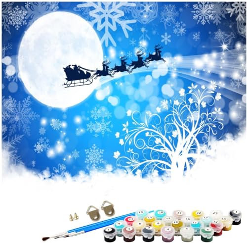NNALEGS Peinture Par Numero Adulte Theme Noel 40X50CM Peinture Acrylique Et Toile Par Numero Kits Le Père Noël Paysage Pour Débutant Enfant,F42