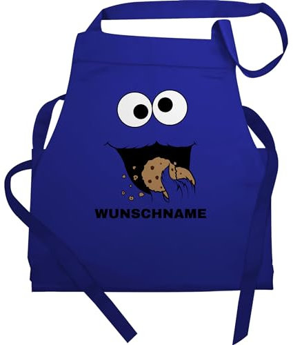 Schürze - Karneval & Fasching - Keks Monster Kostüm mit Name I Krümelmonster I Cookie Monster I Keksmonster - 60x87 - Royalblau - fünfte jahreszeit kekse kochschürze krümel keks-monster