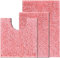 UHOUSEST Bath Mat Set - Non Slip Chenille Bath Mat Set, Extra Soft with Pedestal and U Shape Toilet Rugs, Machine Washable - Pink
