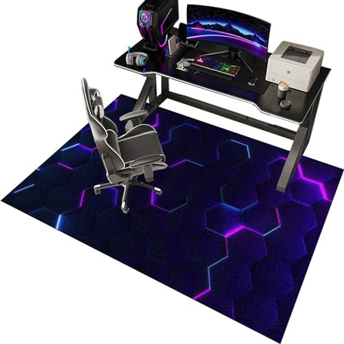 CCTSA 120 x 140 cm Bodenschutzmatte für Hartböden - Gaming Teppich Stuhlunterlage - Schreibtischstuhl Unterlage - Boden schutzmatten Gaming - Teppich bürostuhl geeignet für Laminat Parkett Fliesen