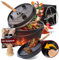 GUSSKÖNIG Dutch Oven Set - Eingebrannter Dutch Oven 12L - Feuertopf Gusseisen ohne Füßen - Schmortopf Doppelfunktion - inkl. 2in1 Deckelheber, Bürste & DutchOven Rezeptbuch [für 8-10 Personen]