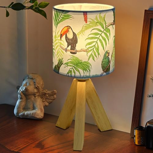 MUCHER Bedside Table Lamp Nightstand Bedroom Lamp with Fabric Shade Tripod for Bedroom Living Room Office (LED Bulbs Included)