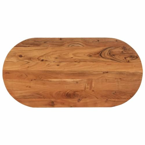 vidaXL Tischplatte, Holzplatte Holztischplatte Oval, Möbelplatte Platte für Beistelltisch Bartisch, Massivholzplatte Schreibtischplatte Ersatzplatte, 120x60x2,5cm Massivholz Akazie