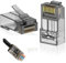 Q-View Cat6 RJ45 Pass Through Ends, 100 Pack Cat6 Connector, Cat5e RJ45 Connector, Ethernet Cable Crimp Connectors UTP Network Plug for Solid Wire and Standard Cable Transparent