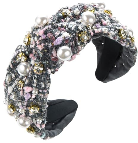 scicent Haarreif Dirndl Perlen Haarreifen Elegante Weiße Kunstperlen Haarband Strass Kopfschmuck Mode Haarschmuck für Damen Mädchen Hochzeit Geburtstag Party Valentinstag - 26318