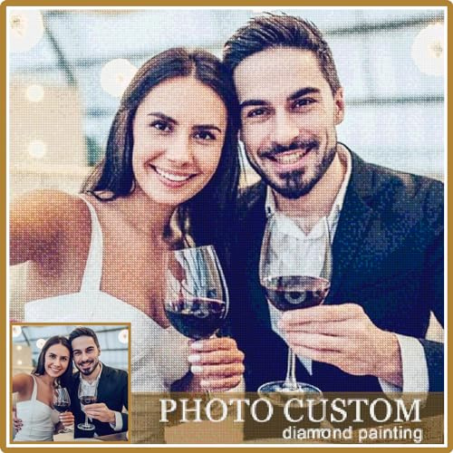 Diamond Painting Eigenes Foto,5D Diamond Painting Personalisiert Selbst Gestalten, Personalisierte Diamant Painting mit Eigenen Bild, Benutzerdefinierte Design Set für Erwachsene Home Decor 60x60cm