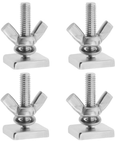 YINETTECH 4 Stück Edelstahl M6 x 28 mm T-Track-Adapter 19,2 x 19,2 x 4 mm Vierkantkopfschrauben, geeignet für Fahrradträger, Skihalter, Snowboard-Halter