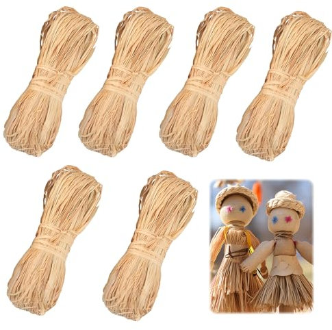 JRYGAC 6 Stück Bast Raffia Naturbast Bastband Bindebast Florbast Naturbast zum Basteln Florbast zum Basteln für Füllmaterial Geschenk Dekoration Weben Floristen Garten Füllmaterial Geschenk