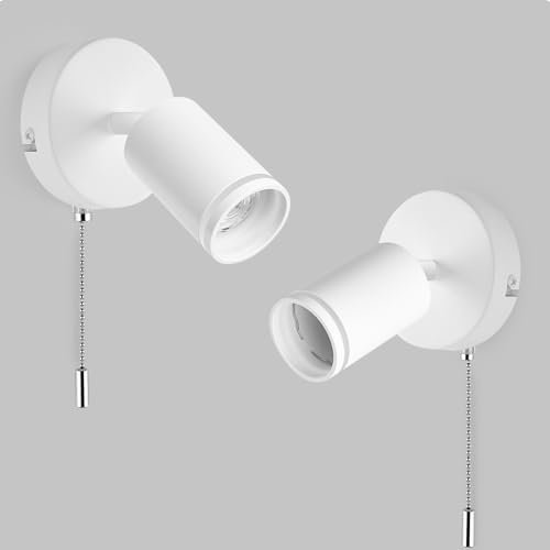 GeyouLux 2 x LED Applique da Parete Interno, Bianco GU10 Faretto da Parete Orientabile a 350° con Interruttore, Moderno Plafoniera Faretto da Soffitto Alluminio per Camera Soggiorno Cucina, Senza